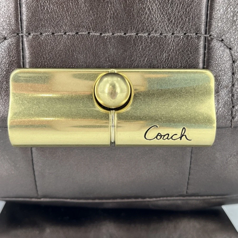 Coach Y2K Kristin Leather Hobo Shoulder‎ Flap Bag Metallic Bronze 18809 Hang Tag